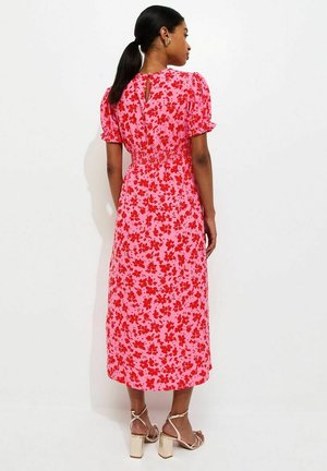New Look, CREPE FLORAL SHORT SLEEVE MIDI DRESS - Day dress - red pattern