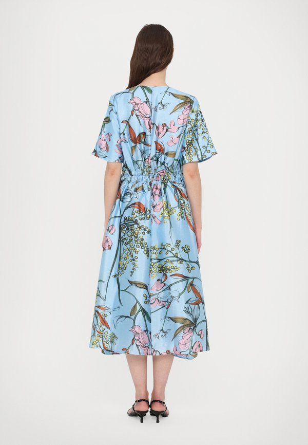 FLAT TEXTURED V NECK WAIST MIDI DRESS - Day dress - spring mimosa3