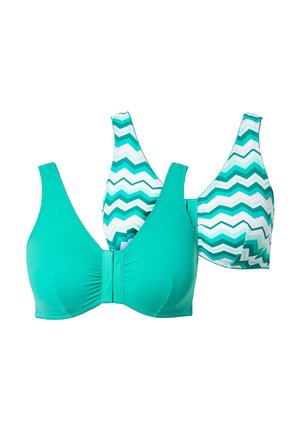 Ulla Popken 2 PACK OF FRONT CLOSURE COMFORT  ZIG ZAG SOLID - Toppe - mint green