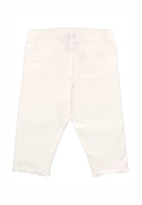 Witte katoenen legging met een rekbare tailleband, een cropped snit en een ruwe zoom voor een onafgewerkte uitstraling.