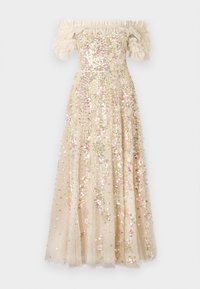 CONFETTI RUFFLE OFF SHOULDER ANKLE GOWN - Vestido de fiesta - cream