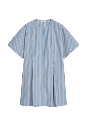 Marc O'Polo DENIM, MARC O'POLO DENIM GESTREIFTES KLEID FLARED AUS PAPERTOUCH-POPELINE - Freizeitkleid - light blue