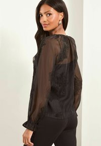 Lipsy EMBROIDERED  RUFFLE CUFF  REGULAR FIT - Blůza - black