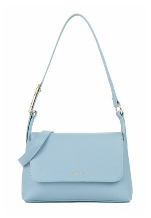 Borsa a tracolla Valentino in pelle azzurro chiaro con chiusura a patta, tracolla regolabile e dettaglio fibbia in tono oro.