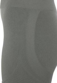 Compressieleggingen van een gestructureerd, olijfgroen materiaal met een geribde tailleband en patroonaccenten op de benen.