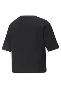 Black short-sleeve t-shirt with a relaxed fit, made from soft cotton fabric, featuring a simple round neckline and no visible branding.