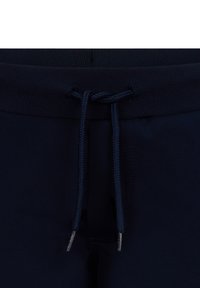 Maritieme sweatpants met een geribbelde tailleband met een trekkoord, textuurstof en zilverkleurige hardware aan het uiteinde van het trekkoord.