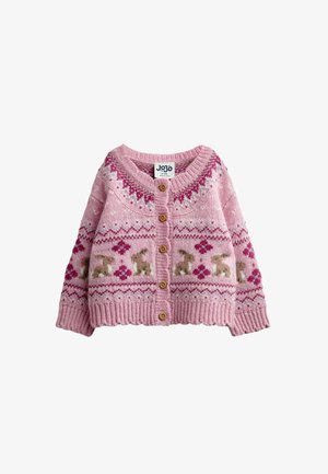 JoJo Maman Bébé, FAIRISLE KNIT CARDIGAN - Cardigan - berry red bunny