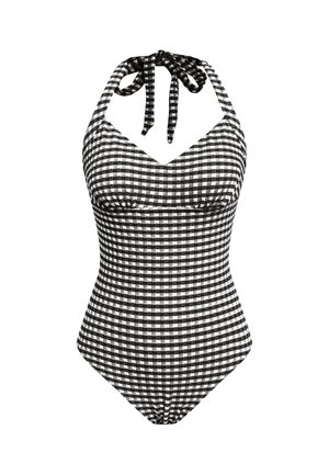 Cupshe, VIBRANT GINGHAM ONE-PIECE SWIMSUIT - Plavky - black white