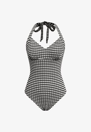 Cupshe, VIBRANT GINGHAM ONE-PIECE SWIMSUIT - Plavky - black white