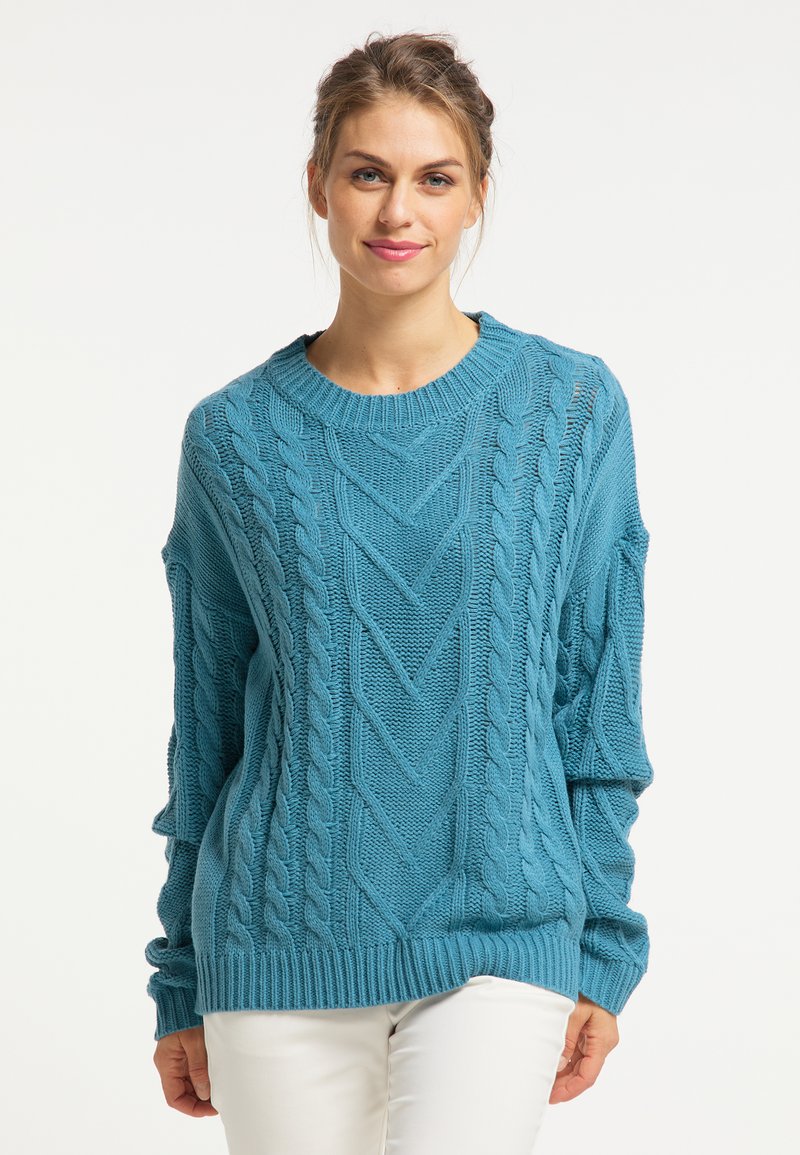 Damen Strickjacken | usha Strickpullover türkis - JX47919 Damen Strickjacken | usha Strickpullover türkis - JX47919