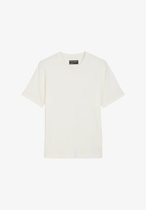 Witte katoenen t-shirt met een klassieke ronde hals en korte mouwen, met een minimalistisch ontwerp en zonder zichtbare patronen of accenten.