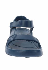 Sandalia azul marino con correas ajustables, material de goma suave, plantilla texturizada y diseño minimalista, adecuada para uso casual.
