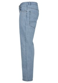 Lys blå denim jeans med rett ben-design; har fem lommer, belteholdere og subtile sømdetaljer.