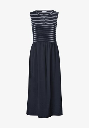 Street One, MIDIKLEID MIT STRUKTURMIX UND KNOPFDETAIL - Vapaa-ajan mekko - darkest blue