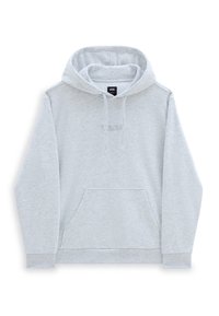Light gray Vans hoodie with front kangaroo pocket, adjustable drawstring hood, and subtle embossed Vans logo on chest.