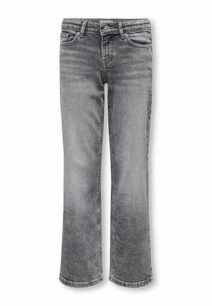 Szare wyblakłe dżinsy o prostym kroju, z frontowym zapięciem na guziki, zamkiem błyskawicznym oraz przednimi i tylnymi kieszeniami.