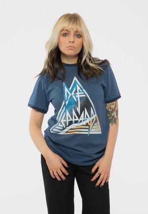 Paradiso Clothing DEF LEPPARD TRIANGLE LOGO RINGER - Print T-shirt - blue