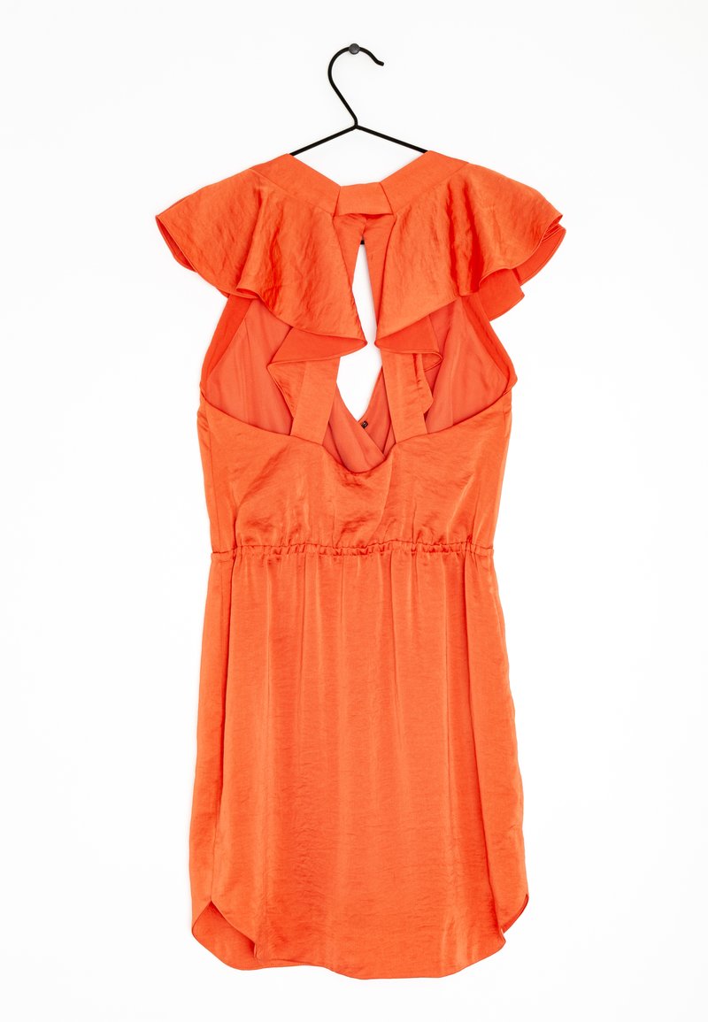 bcbgeneration orange dress BCBGeneration Orange Spaghetti Strap Fit And Flare Dress Size 2