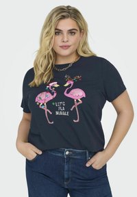 ONLY Carmakoma WEIHNACHTSPRINT - T-shirt med print - night sky