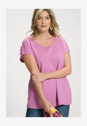 Ulla Popken T-Shirt Donna Blütenzauber - Girocollo A Mezza Manica, Vestibilità Classica, Stampa Floreale