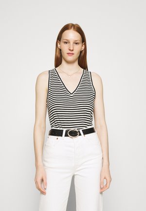 WHISPER SHOUT VNECK TANK IN WARHOL STRIPE - Top - true black