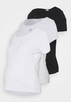 Cotton On Maternity MATERNITY HENLEY SHORT SLEEVE 3 PACK - Základné tričko - black/white/silver