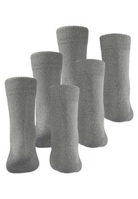 Calze di cotone grigie in un set di sei, con polsino a coste, texture liscia e design della punta senza cuciture. Lunghezza fino al polpaccio.