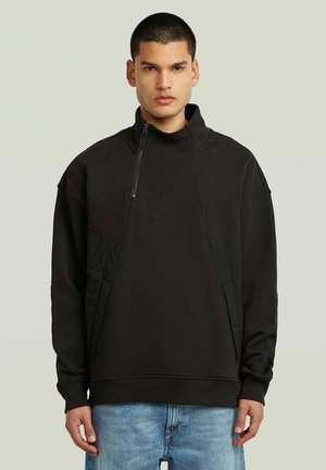 G-STAR FABRIC MIX HALF ZIP SWEATER - Felpa - dk black