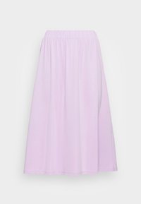 Lichtpaarse, enkellange rok van zachte stof. Heeft een elastische tailleband en een vloeiende, geplooide stijl. Geen zichtbare patronen.