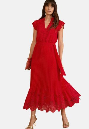 Love & Roses REGULAR FIT - DETAIL PLEATED V-NECK BELTED - Denné šaty - red