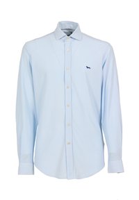 Lichtblauw gestreept overhemd met knopen, een klassieke kraag, lange mouwen en een klein marineblauw logo op de borst. Gemaakt van een katoenmix.
