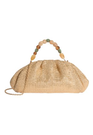 Lipsy BEADED - Geantă plic - natural raffia
