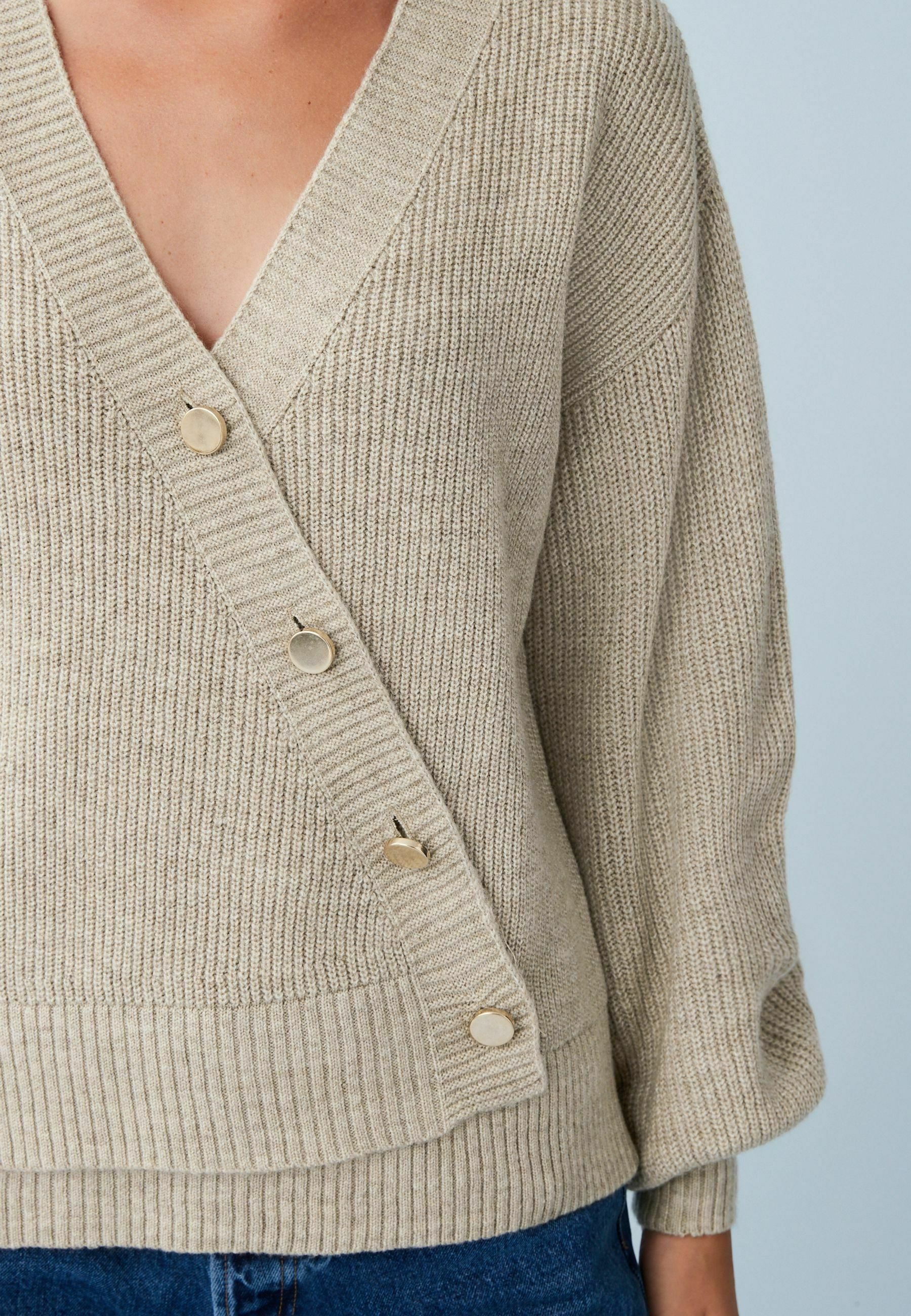 ASYMMETRIC BUTTON - Cardigan - camel 