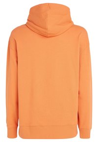 Oranje capuchonsweatshirt van zachte stof, met een relaxte pasvorm, geribbelde manchetten en zoom, met een gladde textuur en zonder zichtbare afbeeldingen.