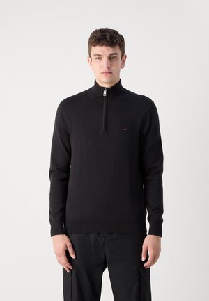 Tommy Hilfiger QUARTER ZIP MOCK NECK JUMPER - Pulover - black