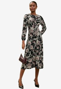 Lipsy LONG SLEEVE PRINTED MIDI  - Trikotāžas kleita - black