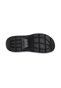 Schwarze Gummisohle mit strukturiertem Grip-Muster, abgerundeten Kanten und Schuhgrößeninformation in der Mitte.