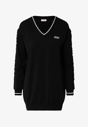 LIU JO, LIU JO MAXI SWEATER WITH GEORGETTE INSERT - Kampsunkleit - black