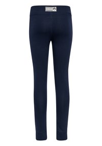 Marina blå leggings i mjukt och elastiskt material med tapered passform, som har en bred midja och är ankel-långa.