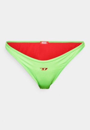 Žalias bikini dugnas su raudona vidine puse, ant priekio yra mažas sidabrinis logotipas. Pagamintas iš lygaus, tamprios medžiagos.
