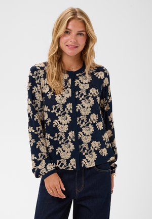 Cream, CRRUBY - Blouse - navy w oatmeal flower