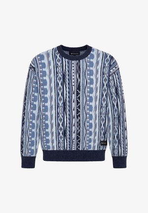 Colucci, FLATKNIT SWEATER - Striktrøje - aop light blue