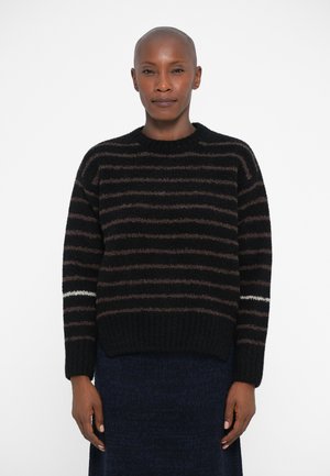 LEONIE SWEATER STRIPE - Strickpullover - black