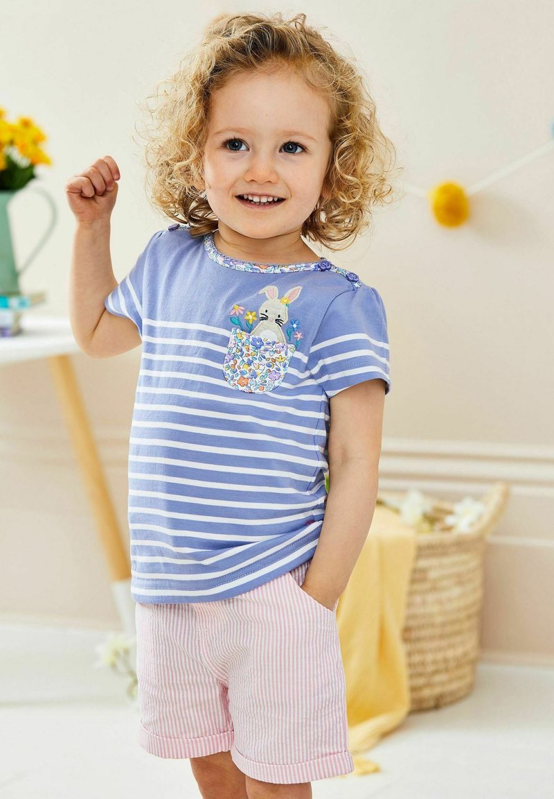 JoJo Maman Bébé DINO POCKET BRETON REGULAR FIT - T-Shirt print - lilac purple bunny