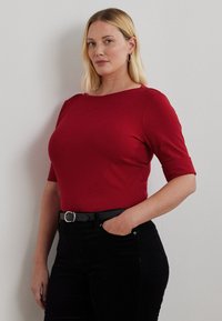 Lauren Ralph Lauren Woman STRETCH COTTON BOATNECK TEE - T-shirt básica - festive red