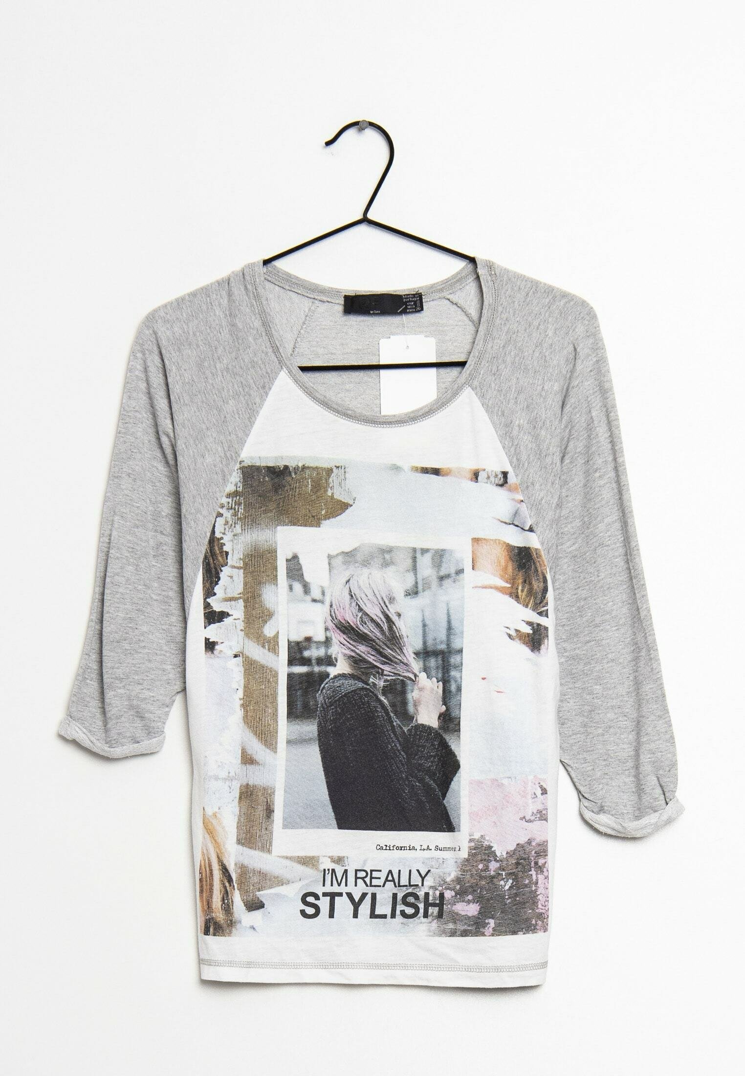 T-shirt Zara Gris Hiver - Taille M - Coupe Ample - Manches 3/4 - 100% Acrylique