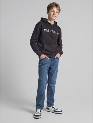 TOM TAILOR, TOM TAILOR STRICK & SWEATSHIRTS HOODIE SWEATSHIRT MIT LOGO-PRINT - Sweat à capuche - coal grey