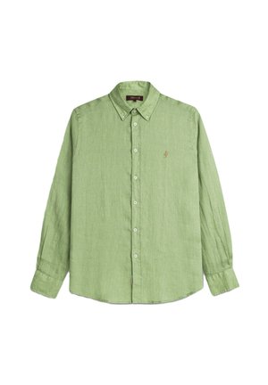 Camicia verde chiaro a maniche lunghe con bottoni, colletto con bottoni e piccolo logo ricamato sul petto sinistro.