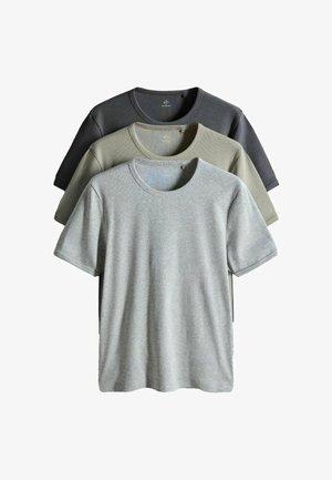 THE SET, 3 PACK - T-Shirt basic - black grey khaki